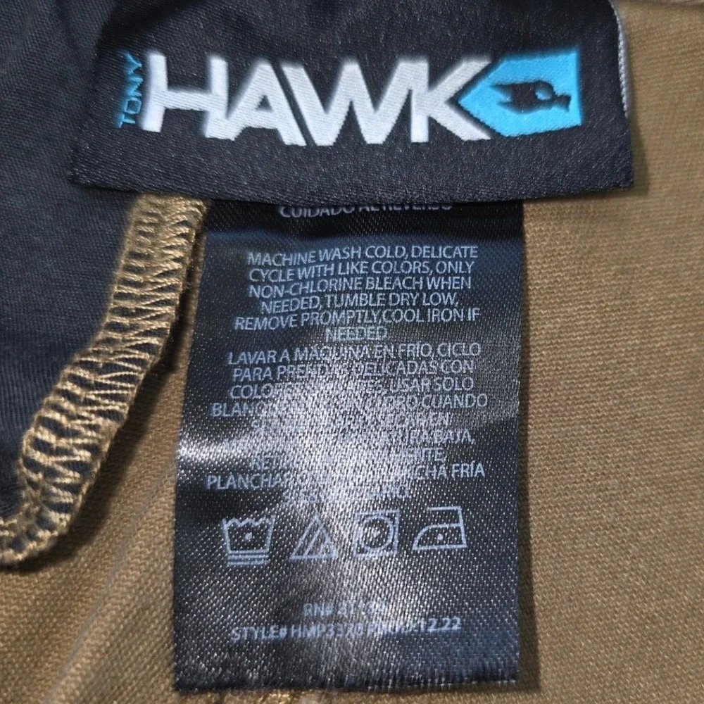 Tony Hawk Mens Tan Khaki Utility Y2K Cargo Pants Slim Straight Stretch 32x30